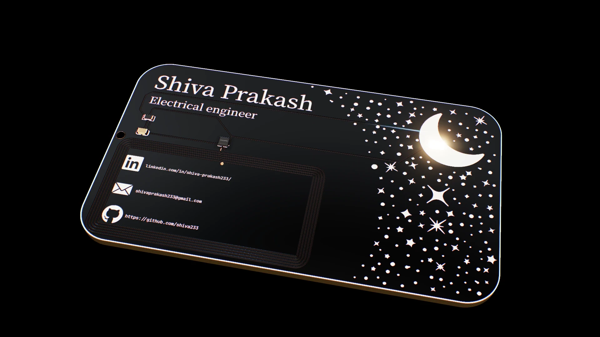 Shiva Prakash’s finished PCB business card